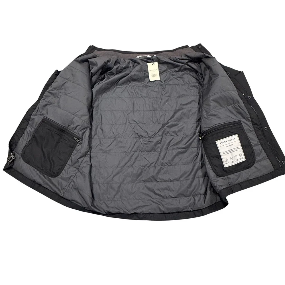 Peter Millar Norfolk‎ Insulated Bomber Jacket Mens XXL Black MF24Z03 NWT $265